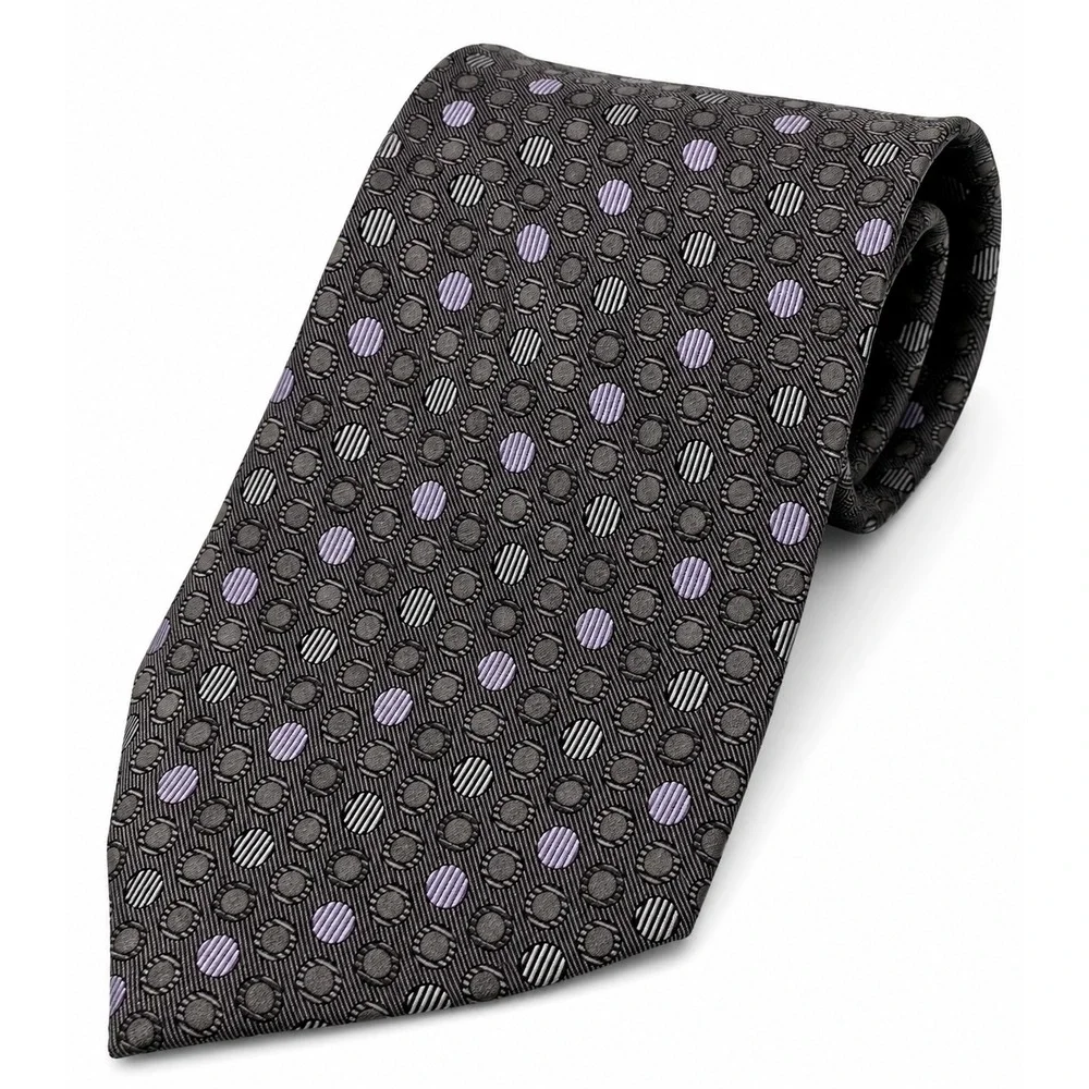 Perry Ellis Portfolio Men's Gray Geometric Silk Fabric Novelty Neck Tie